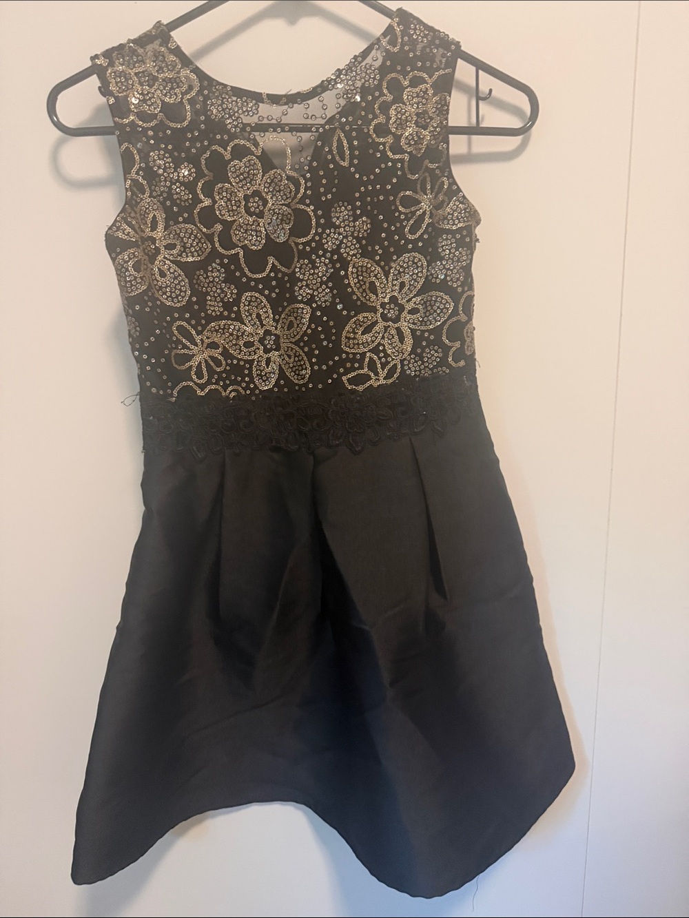 Ally B Black Dress with Gold Floral Embellishment